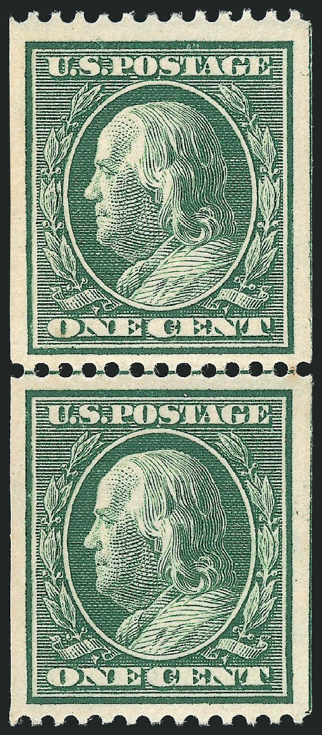 Price of US Stamp Scott Catalog 348: 1908 1c Franklin Coil. Robert Siegel Auction Galleries, Oct 2010, Sale 997, Lot 5890
