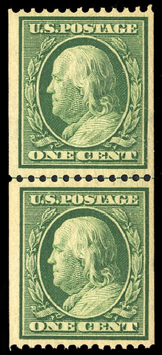 Cost of US Stamp Scott Catalog #348 - 1908 1c Franklin Coil. Cherrystone Auctions, May 2013, Sale 201305, Lot 111