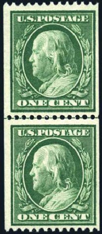 Cost of US Stamp Scott Catalogue # 348 - 1c 1908 Franklin Coil. Harmer-Schau Auction Galleries, Mar 2011, Sale 89, Lot 311