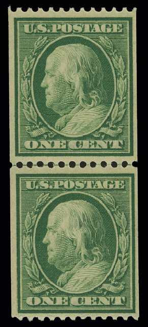 US Stamps Values Scott Cat. 348: 1908 1c Franklin Coil. H.R. Harmer, May 2014, Sale 3005, Lot 1251