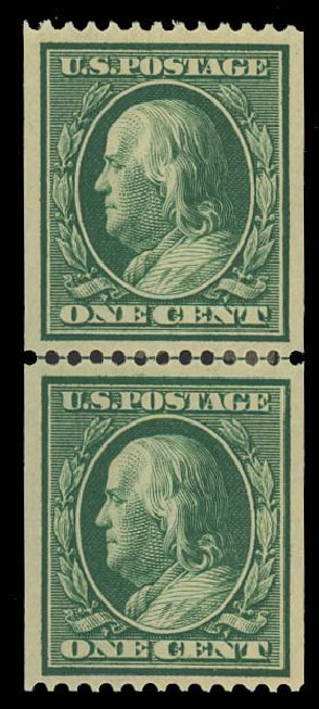 Prices of US Stamp Scott Catalogue #348 - 1c 1908 Franklin Coil. Daniel Kelleher Auctions, Oct 2012, Sale 632, Lot 1281
