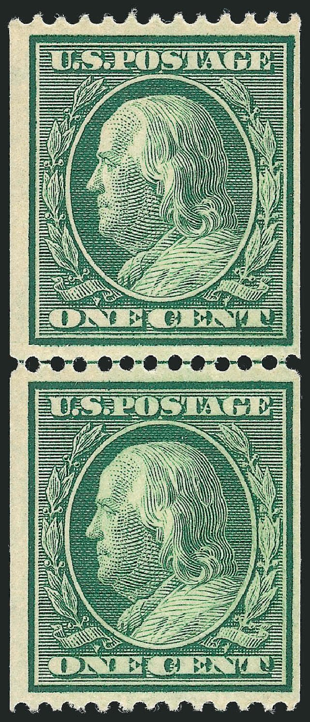 US Stamps Values Scott Catalog 348 - 1c 1908 Franklin Coil. Robert Siegel Auction Galleries, Oct 2010, Sale 997, Lot 5891