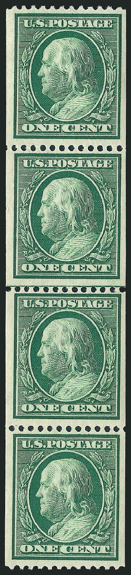 Price of US Stamps Scott Cat. 348: 1c 1908 Franklin Coil. Robert Siegel Auction Galleries, Oct 2011, Sale 1014, Lot 1784