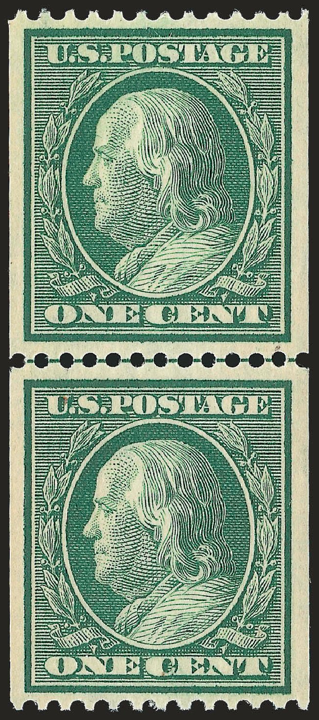 US Stamps Value Scott Cat. # 348: 1908 1c Franklin Coil. Robert Siegel Auction Galleries, Sep 2009, Sale 976, Lot 1924