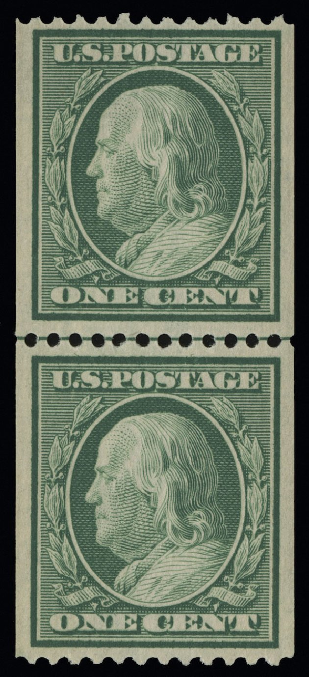 US Stamps Prices Scott Catalogue # 348 - 1908 1c Franklin Coil. Spink Shreves Galleries, Aug 2013, Sale 144, Lot 214