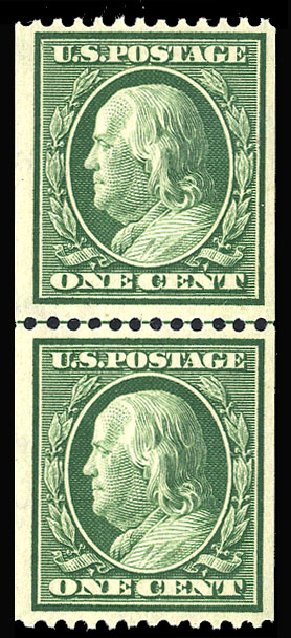 US Stamp Prices Scott Catalogue #348: 1c 1908 Franklin Coil. Cherrystone Auctions, Apr 2012, Sale 201204, Lot 115