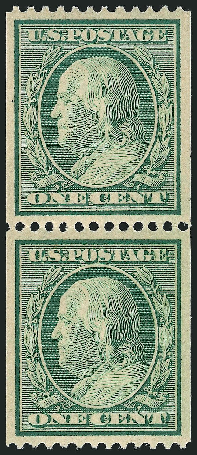 US Stamps Price Scott Catalogue 348: 1c 1908 Franklin Coil. Robert Siegel Auction Galleries, Dec 2012, Sale 1037, Lot 1995