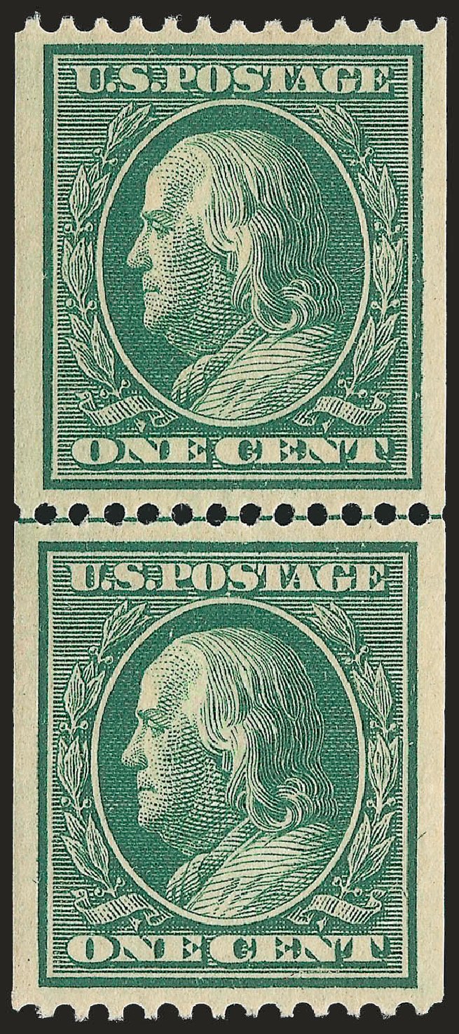 US Stamp Prices Scott 348 - 1c 1908 Franklin Coil. Robert Siegel Auction Galleries, Jun 2009, Sale 975, Lot 1735