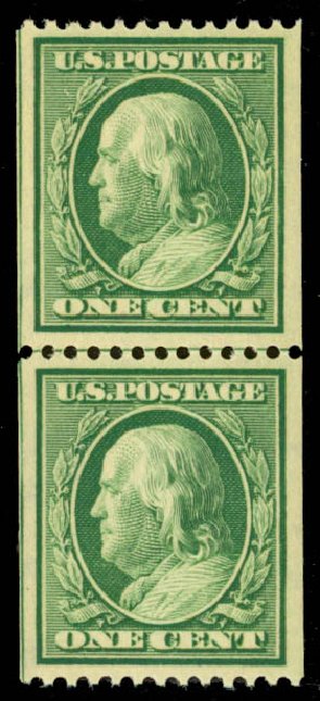 Values of US Stamps Scott Catalog # 348: 1908 1c Franklin Coil. Daniel Kelleher Auctions, May 2014, Sale 652, Lot 512
