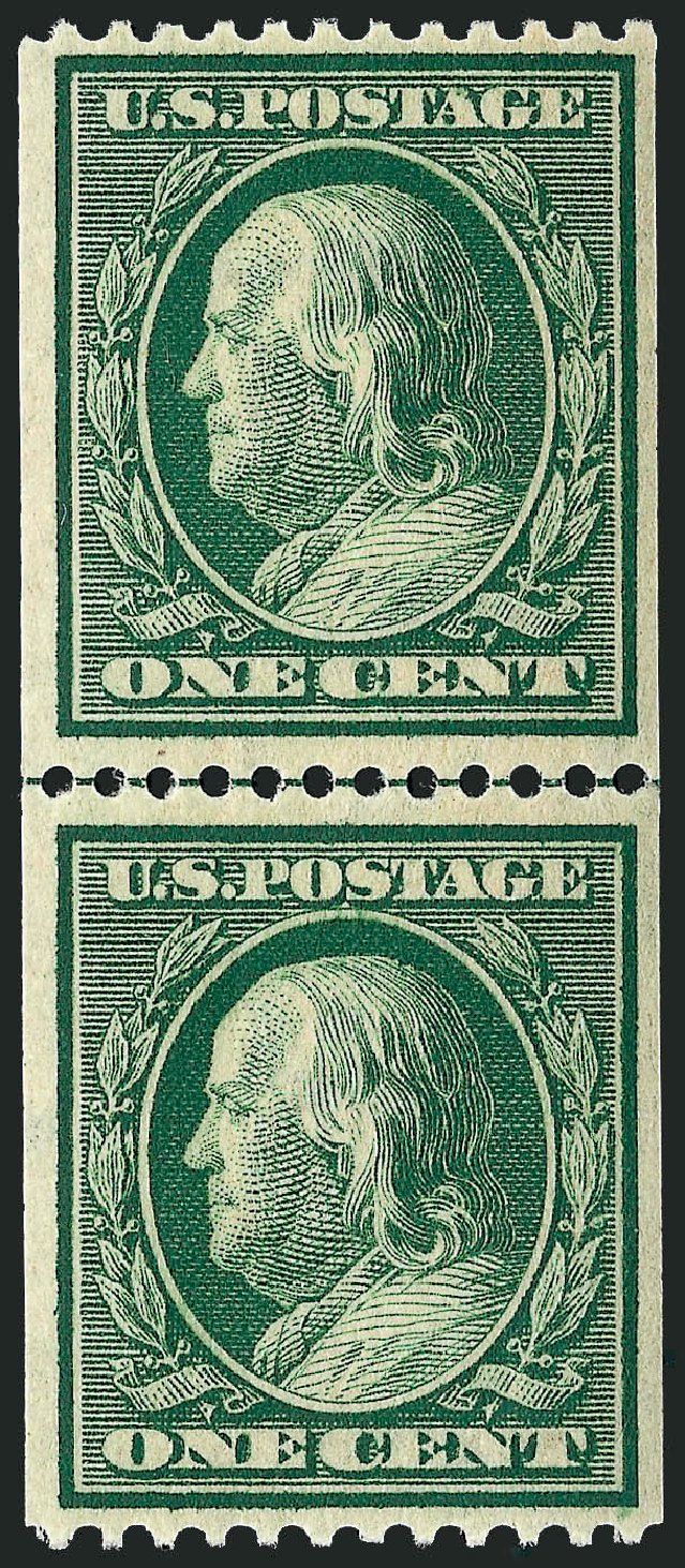 Prices of US Stamp Scott Catalogue 348: 1c 1908 Franklin Coil. Robert Siegel Auction Galleries, Oct 2008, Sale 963, Lot 942