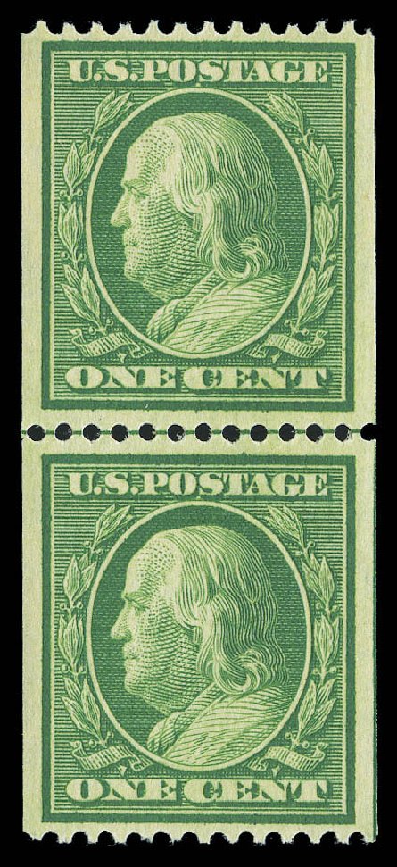 Cost of US Stamp Scott 348: 1c 1908 Franklin Coil. Matthew Bennett International, Sep 2012, Sale 346, Lot 803