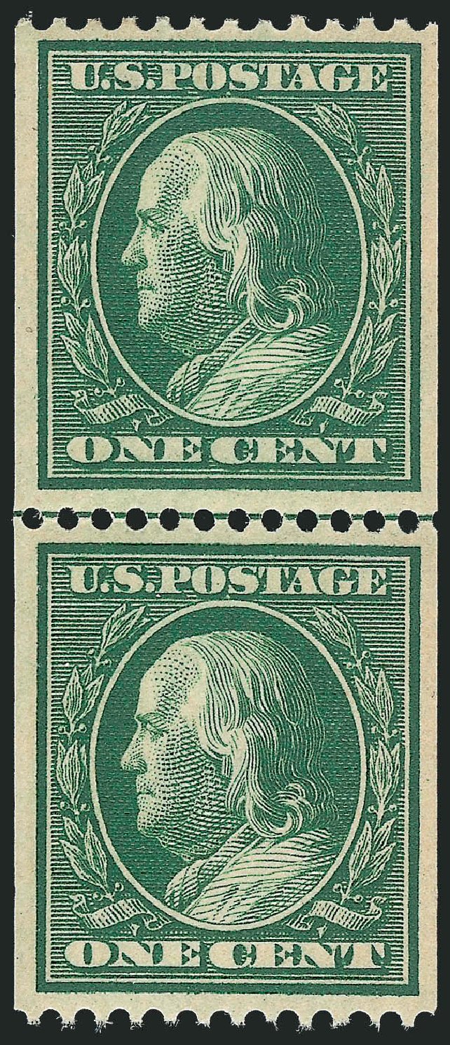 Prices of US Stamp Scott # 348: 1c 1908 Franklin Coil. Robert Siegel Auction Galleries, Dec 2013, Sale 1062, Lot 513