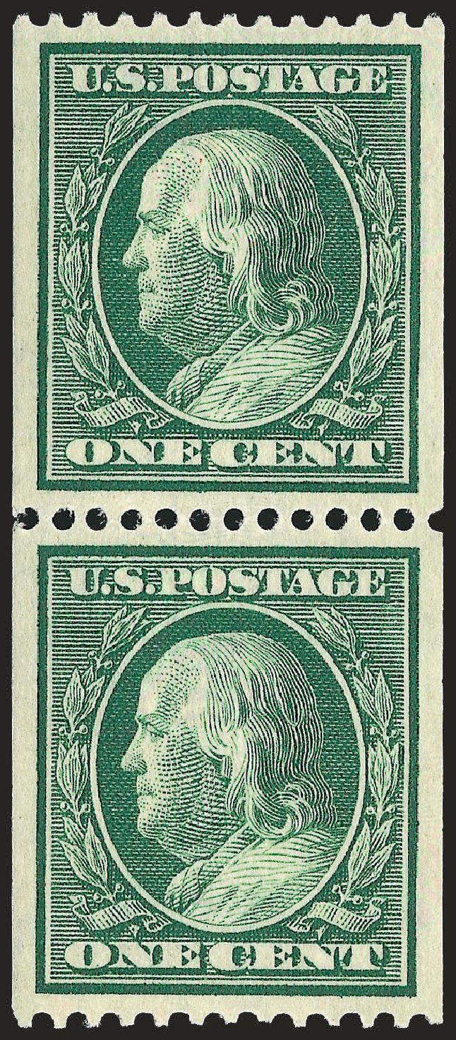 Price of US Stamps Scott Catalogue #348 - 1c 1908 Franklin Coil. Robert Siegel Auction Galleries, Dec 2008, Sale 967, Lot 4673