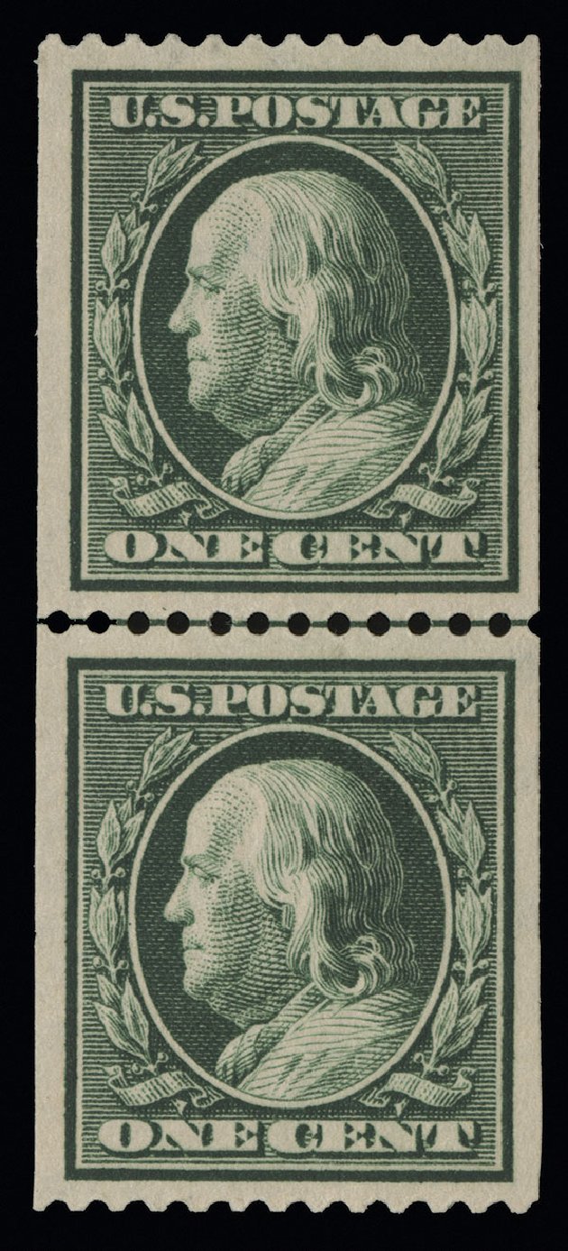 Prices of US Stamps Scott Catalog # 348 - 1908 1c Franklin Coil. Spink Shreves Galleries, Aug 2013, Sale 144, Lot 213