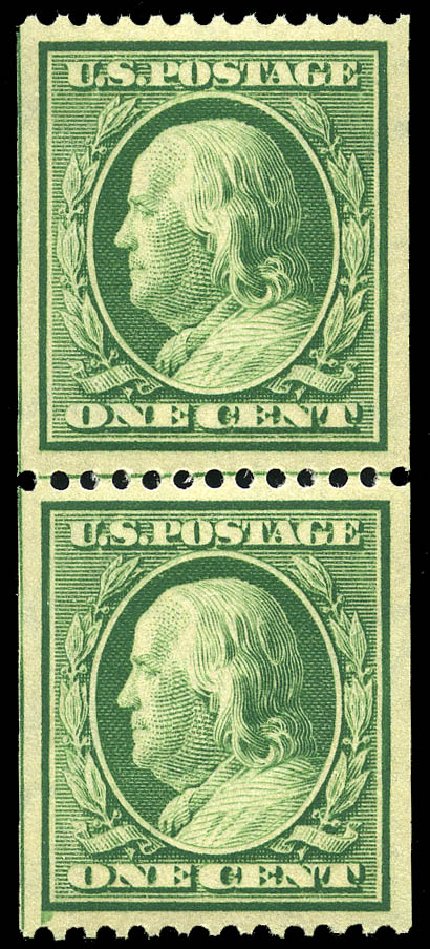Costs of US Stamp Scott Catalog # 348 - 1c 1908 Franklin Coil. Matthew Bennett International, May 2014, Sale 350, Lot 486