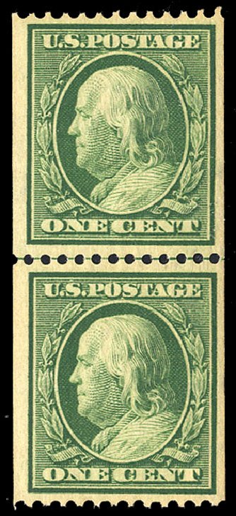 Costs of US Stamps Scott Cat. # 348: 1908 1c Franklin Coil. Cherrystone Auctions, Jan 2009, Sale 200901, Lot 206