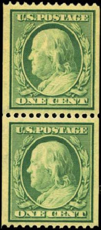 US Stamps Price Scott Catalogue 348 - 1c 1908 Franklin Coil. Harmer-Schau Auction Galleries, Feb 2012, Sale 92, Lot 1096