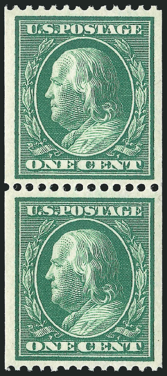 Values of US Stamp Scott #348: 1908 1c Franklin Coil. Robert Siegel Auction Galleries, Dec 2012, Sale 1037, Lot 1996