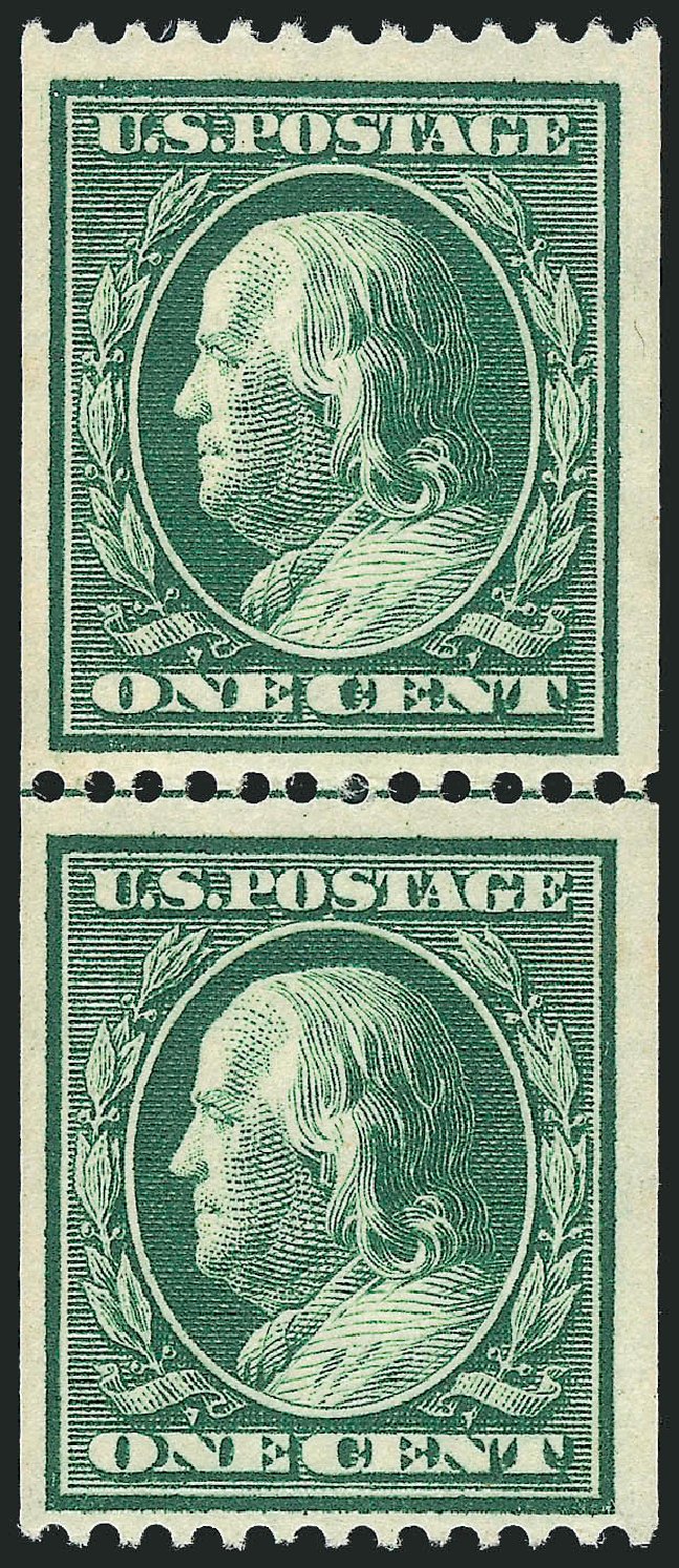 Price of US Stamp Scott Cat. 348 - 1c 1908 Franklin Coil. Robert Siegel Auction Galleries, Nov 2013, Sale 1061, Lot 3856