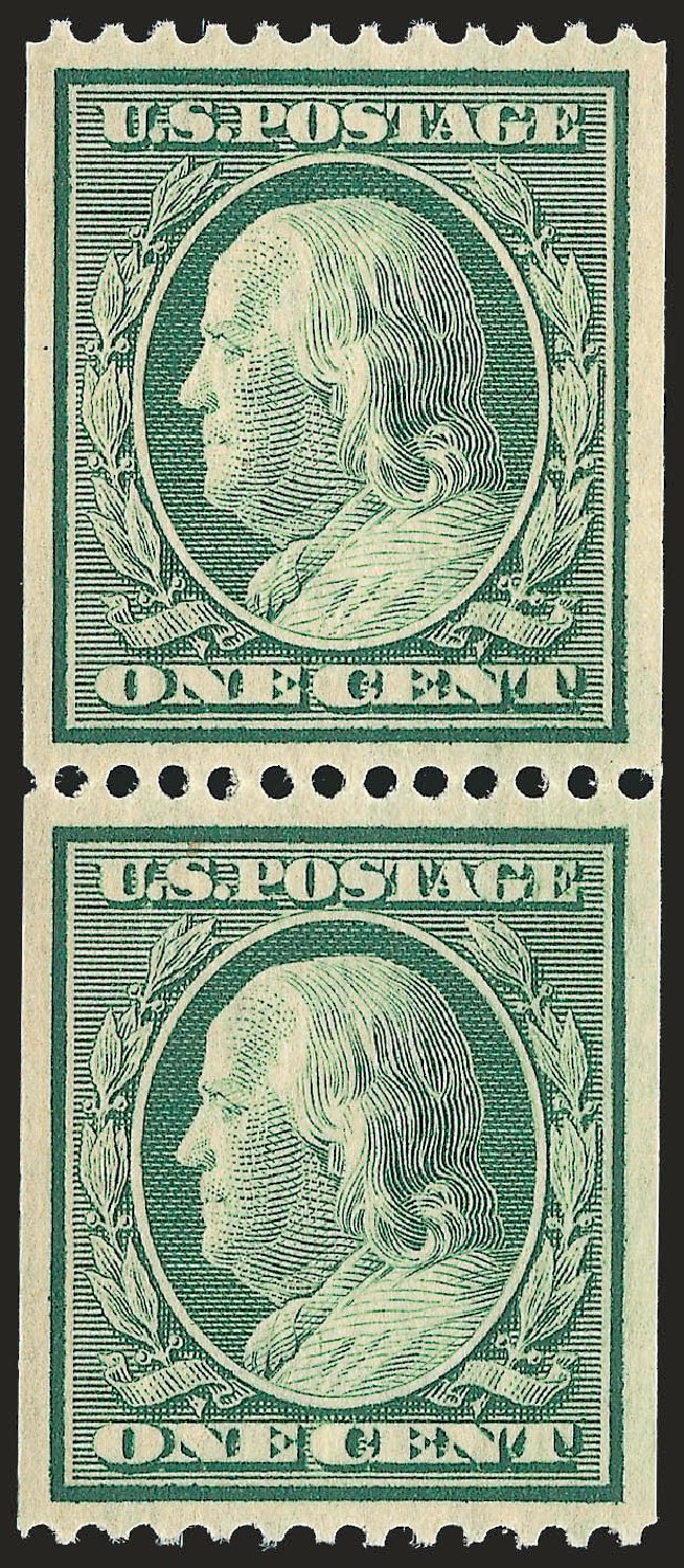 US Stamp Prices Scott 348 - 1c 1908 Franklin Coil. Robert Siegel Auction Galleries, Sep 2009, Sale 976, Lot 1926