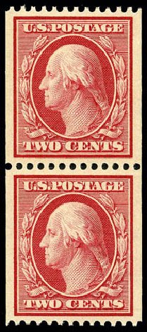 Values of US Stamps Scott #349: 2c 1909 Washington Coil. Matthew Bennett International, Apr 2008, Sale 326, Lot 340