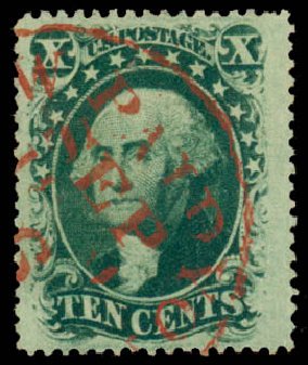US Stamp Price Scott Catalog # 35 - 1859 10c Washington. Daniel Kelleher Auctions, Mar 2014, Sale 648, Lot 2028