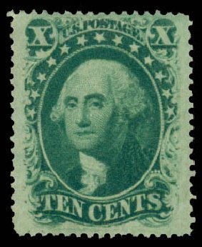 Values of US Stamp Scott # 35 - 10c 1859 Washington. Daniel Kelleher Auctions, May 2014, Sale 652, Lot 120