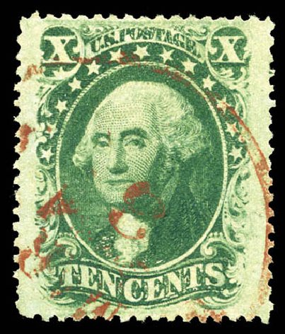 Values of US Stamps Scott Catalogue 35 - 1859 10c Washington. Matthew Bennett International, Mar 2012, Sale 344, Lot 4241