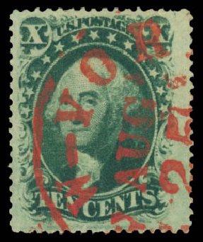 Cost of US Stamps Scott Catalogue # 35: 1859 10c Washington. Daniel Kelleher Auctions, May 2014, Sale 652, Lot 124