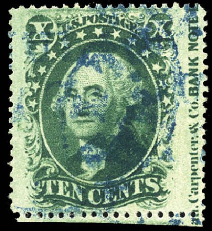 Value of US Stamps Scott Cat. # 35: 1859 10c Washington. Matthew Bennett International, Sep 2011, Sale 338, Lot 1715