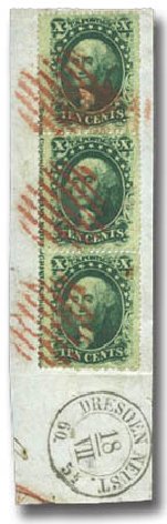 Cost of US Stamp Scott Catalogue 35 - 1859 10c Washington. Matthew Bennett International, Mar 2011, Sale 337, Lot 2492