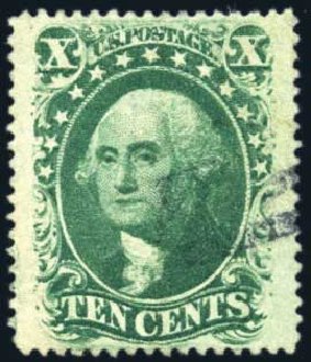 US Stamps Values Scott Cat. #35 - 1859 10c Washington. Harmer-Schau Auction Galleries, Jun 2008, Sale 78, Lot 1282
