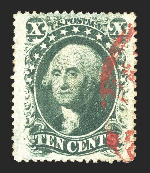 US Stamps Prices Scott Catalogue 35: 10c 1859 Washington. Spink Shreves Galleries, Mar 2013, Sale 142, Lot 152