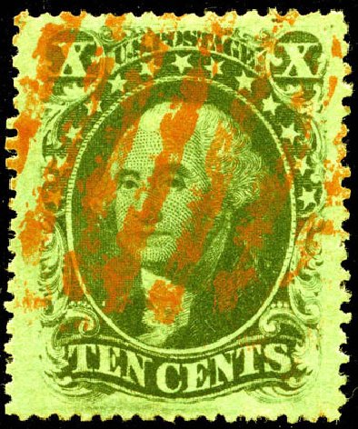 US Stamps Price Scott 35: 1859 10c Washington. Matthew Bennett International, Jun 2008, Sale 328, Lot 523