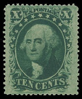 US Stamp Value Scott Catalogue # 35: 10c 1859 Washington. Daniel Kelleher Auctions, Oct 2012, Sale 632, Lot 963