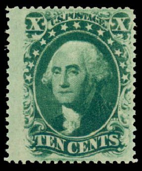 US Stamps Values Scott Cat. # 35 - 1859 10c Washington. Daniel Kelleher Auctions, Sep 2013, Sale 639, Lot 1023