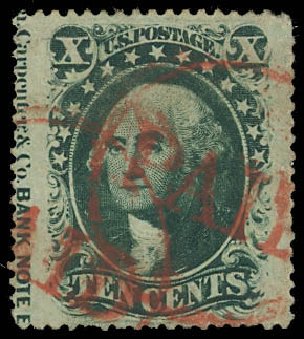 Prices of US Stamp Scott #35: 10c 1859 Washington. Daniel Kelleher Auctions, Jun 2012, Sale 630, Lot 1256