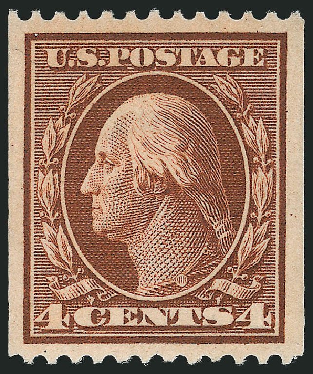 Value of US Stamps Scott Catalog 350: 1910 4c Washington Coil. Robert Siegel Auction Galleries, May 2013, Sale 1044, Lot 247