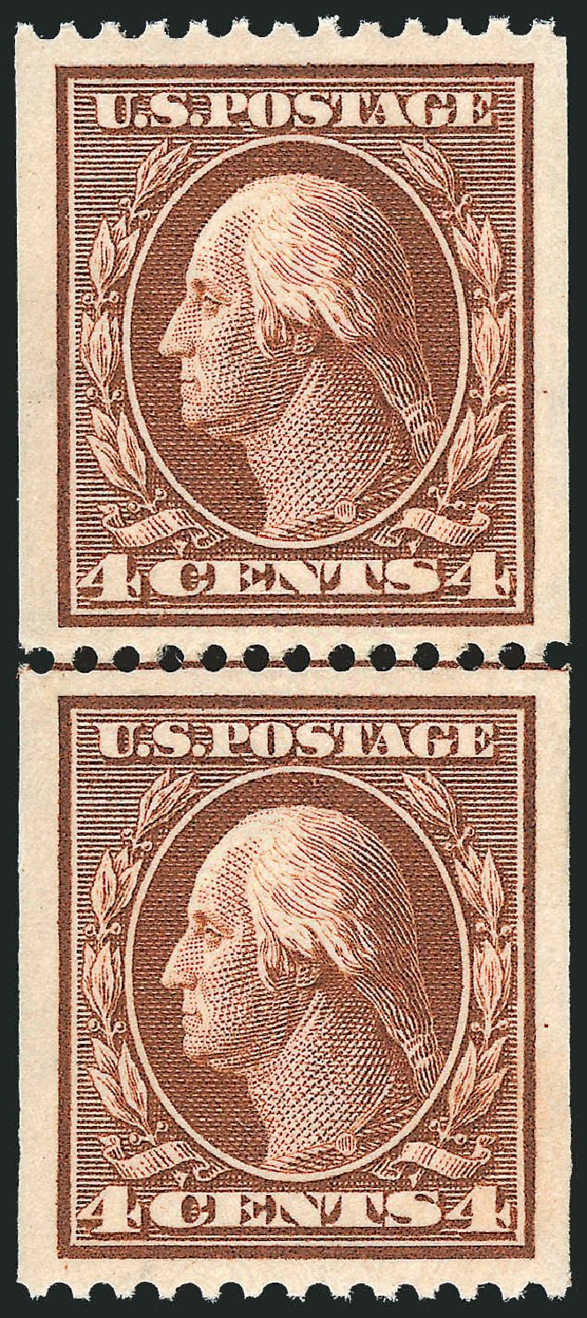 US Stamp Values Scott Catalog # 350: 1910 4c Washington Coil. Robert Siegel Auction Galleries, Dec 2013, Sale 1062, Lot 518