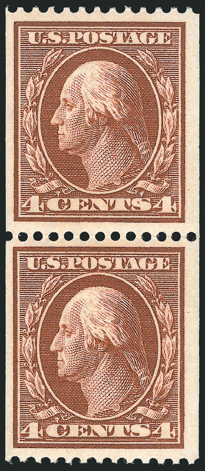 US Stamps Price Scott #350 - 4c 1910 Washington Coil. Robert Siegel Auction Galleries, Oct 2012, Sale 1033, Lot 4189