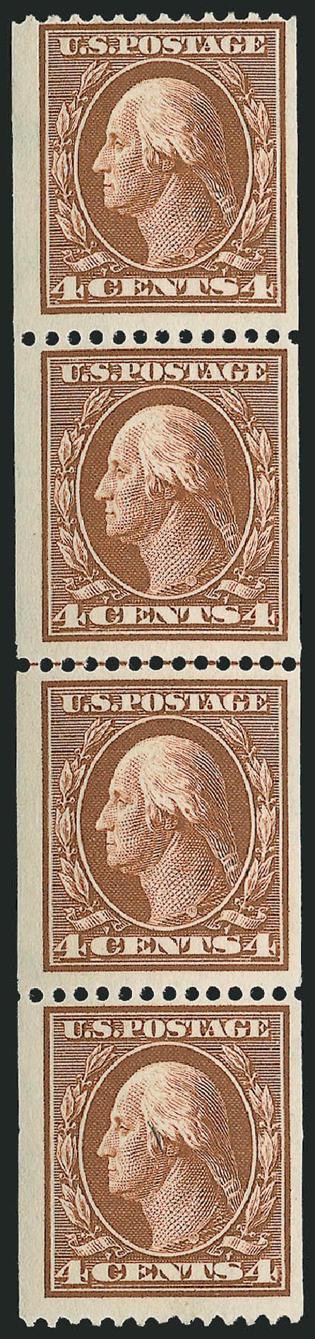 Value of US Stamps Scott Catalogue # 350 - 1910 4c Washington Coil. Robert Siegel Auction Galleries, Feb 2015, Sale 1093, Lot 119