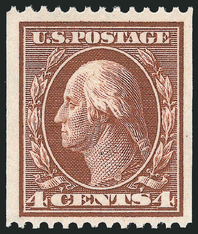 Values of US Stamp Scott #350: 1910 4c Washington Coil. Robert Siegel Auction Galleries, Oct 2012, Sale 1033, Lot 4190