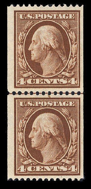 US Stamp Price Scott Catalogue # 350: 1910 4c Washington Coil. Cherrystone Auctions, Mar 2013, Sale 201303, Lot 71