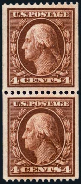 Cost of US Stamp Scott Catalog # 350 - 4c 1910 Washington Coil. Harmer-Schau Auction Galleries, Aug 2014, Sale 102, Lot 1981