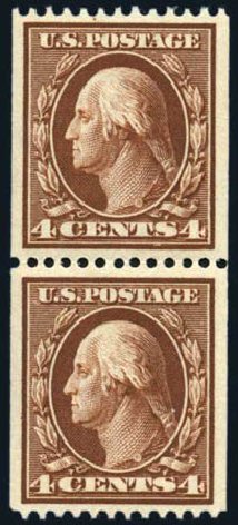 US Stamps Values Scott Cat. 350 - 1910 4c Washington Coil. Harmer-Schau Auction Galleries, Jun 2008, Sale 78, Lot 1531