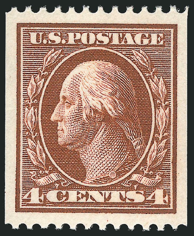 US Stamp Prices Scott 350 - 1910 4c Washington Coil. Robert Siegel Auction Galleries, Oct 2011, Sale 1013, Lot 361