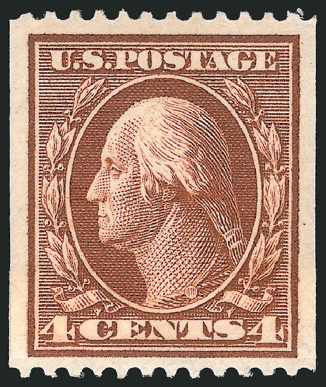 US Stamp Value Scott Catalog #350 - 4c 1910 Washington Coil. Robert Siegel Auction Galleries, Apr 2015, Sale 1096, Lot 581