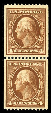 Values of US Stamps Scott Catalog # 350 - 1910 4c Washington Coil. Matthew Bennett International, Mar 2012, Sale 344, Lot 4514