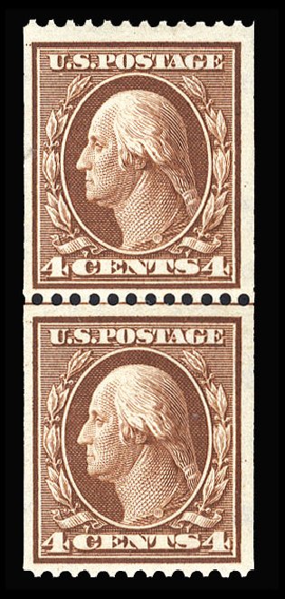 Value of US Stamps Scott Catalogue # 350: 1910 4c Washington Coil. Cherrystone Auctions, Sep 2013, Sale 201309, Lot 14