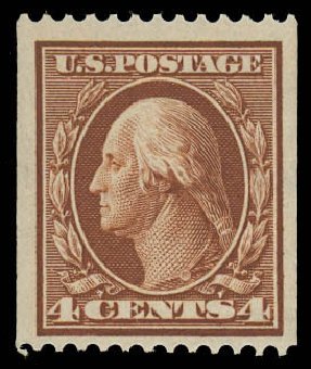US Stamps Prices Scott Catalogue 350 - 4c 1910 Washington Coil. Daniel Kelleher Auctions, Oct 2012, Sale 632, Lot 1284